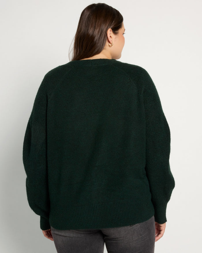 Hunter Green $|& Herizon Button Front Boyfriend Cardigan - SOF Back