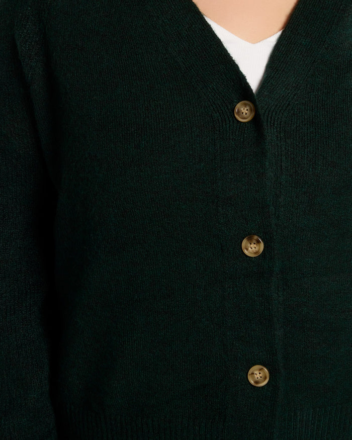 Hunter Green $|& Herizon Button Front Boyfriend Cardigan - SOF Full Front