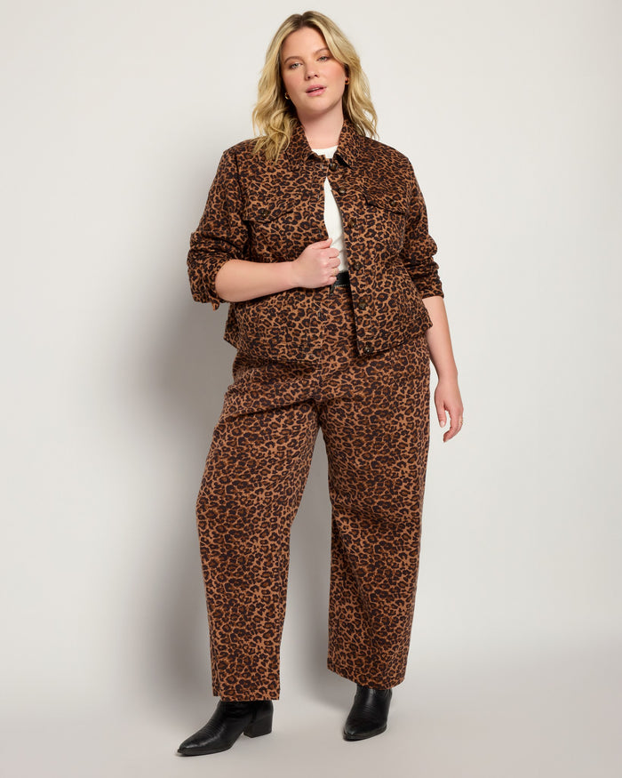 Leopard Print $|& Skies Are Blue Button Front Twill Jacket - UGC On Fig