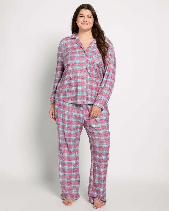 Fireside Tartan Cherry Plaid $|& SEAS Cat Nap Pajama Shirt - UGC On Fig