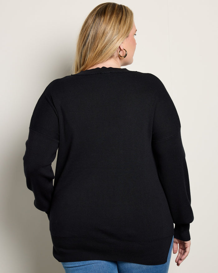 Black $|& Hem & Thread "CHEERS" Oversized Pullover - SOF Back