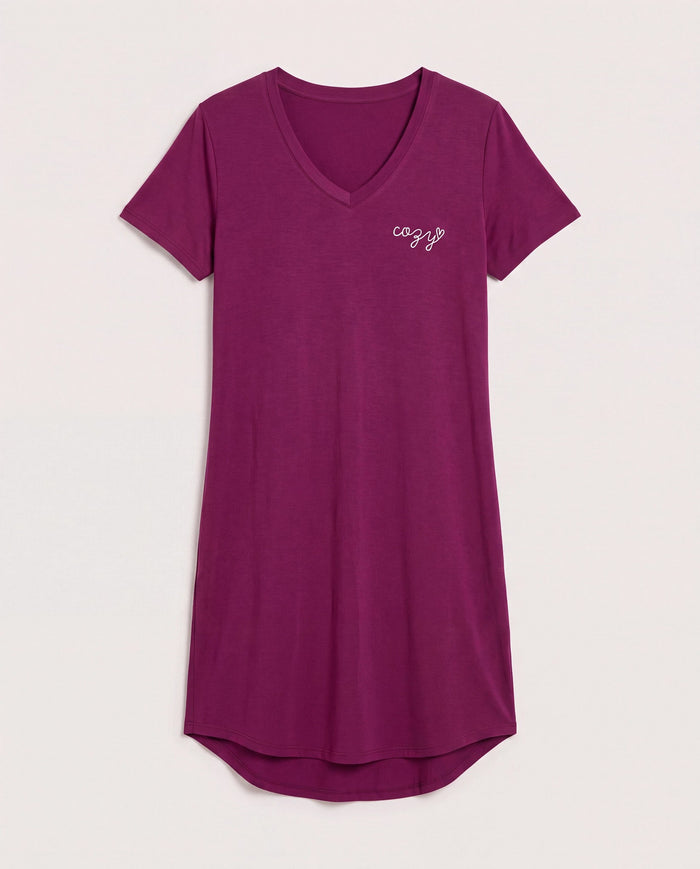 Plum $|& SEAS Cozy Graphic Night Shirt - Hanger Detail