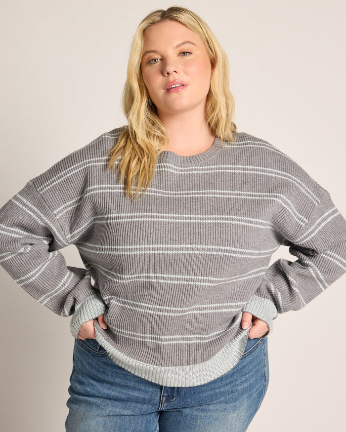 Grey Mint Stripe $|& Thread & Supply Ely Striped Sweater - SOF Full Front