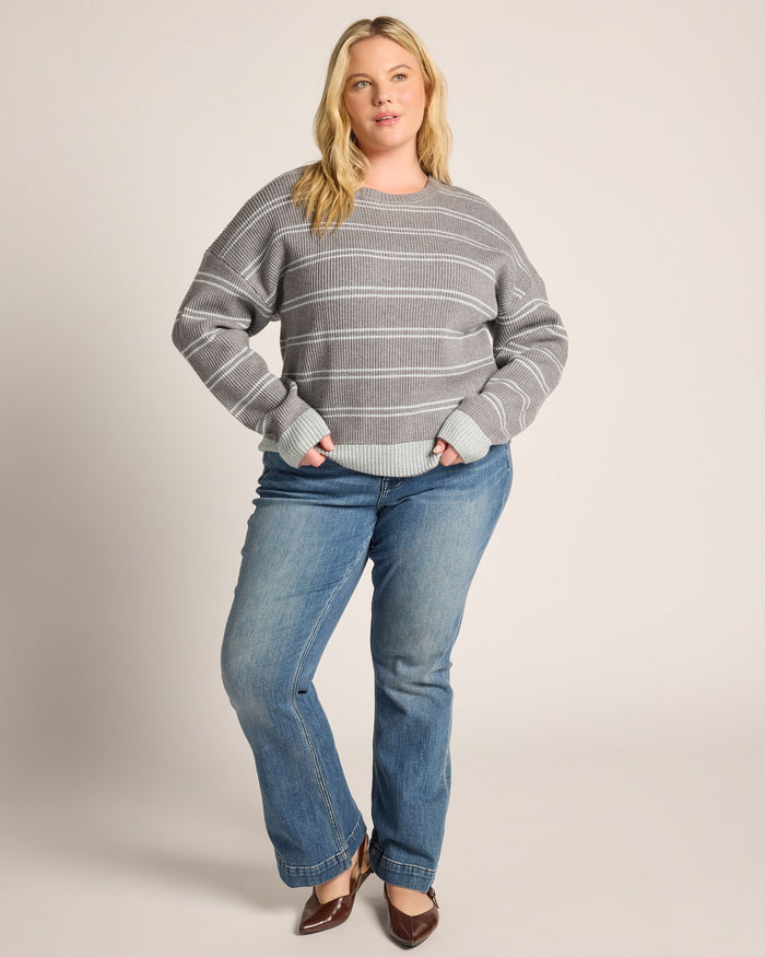 Grey Mint Stripe $|& Thread & Supply Ely Striped Sweater - UGC On Fig