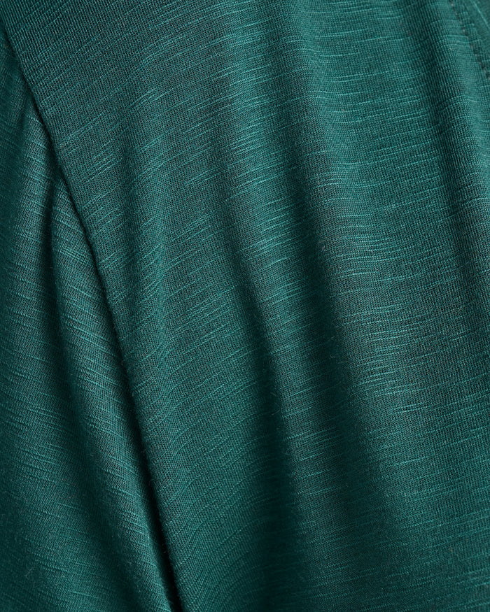 Dark Hunter Green $|& SEAS Essential Slub V-Neck Tee - SOF Detail