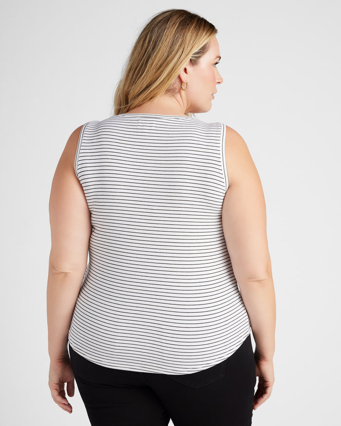 White Black Stripe $|& Thread & Supply Euclid Stripe Tank - SOF Back