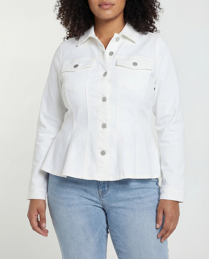 Bright White $|& Liverpool Fit and Flare Trucker Jacket - VOF Detail