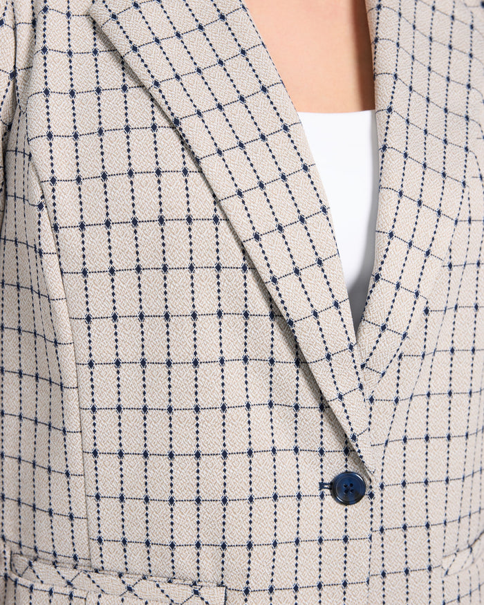 Navy Taupe Grid $|& Liverpool Fitted Blazer - SOF Full Front