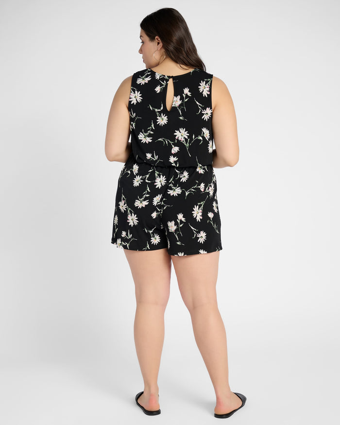 Black Floral $|& Gilli Floral V-Neck Romper - SOF Back