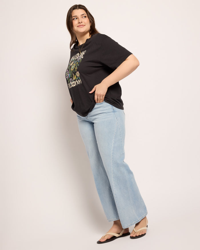 Faded Black $|& SEAS Floret Relaxed Graphic Tee - VOF Front