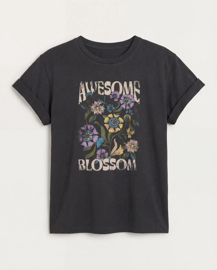 Faded Black $|& SEAS Floret Relaxed Graphic Tee - Hanger Side