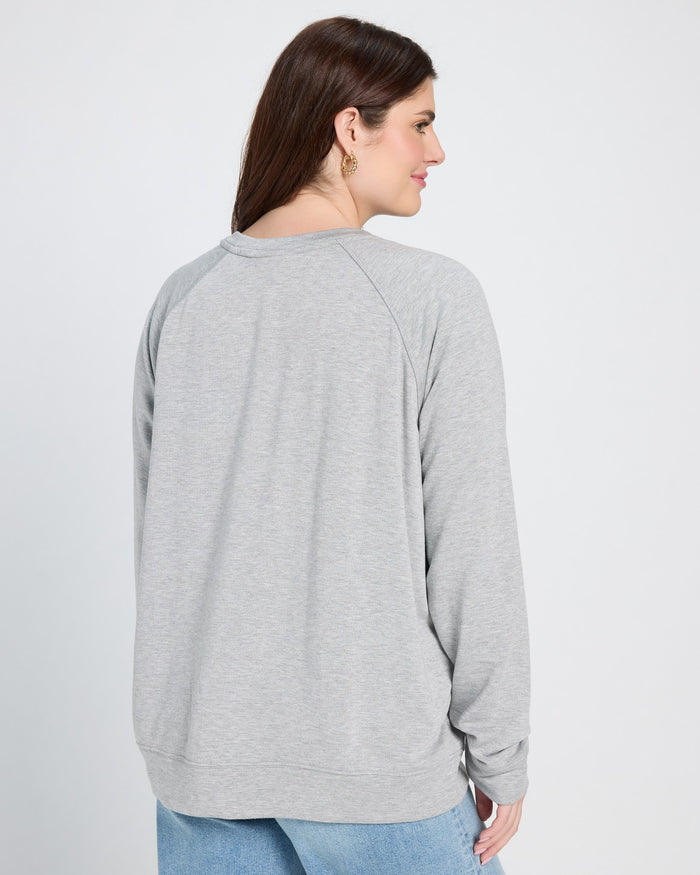 Heather Grey $|& SEAS Graphic Sweatshirt - SOF Back