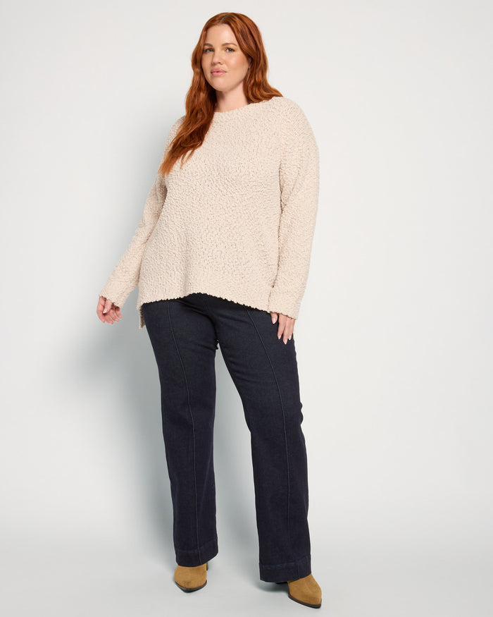 Cream $|& Bobeau Hi-Low Popcorn Pullover Sweater - UGC On Fig