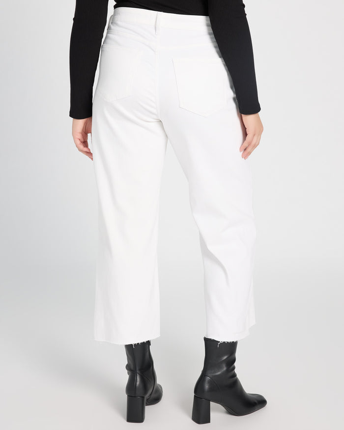 Optic White $|& Vervet High Rise Crop Wide Leg Jeans - SOF Back