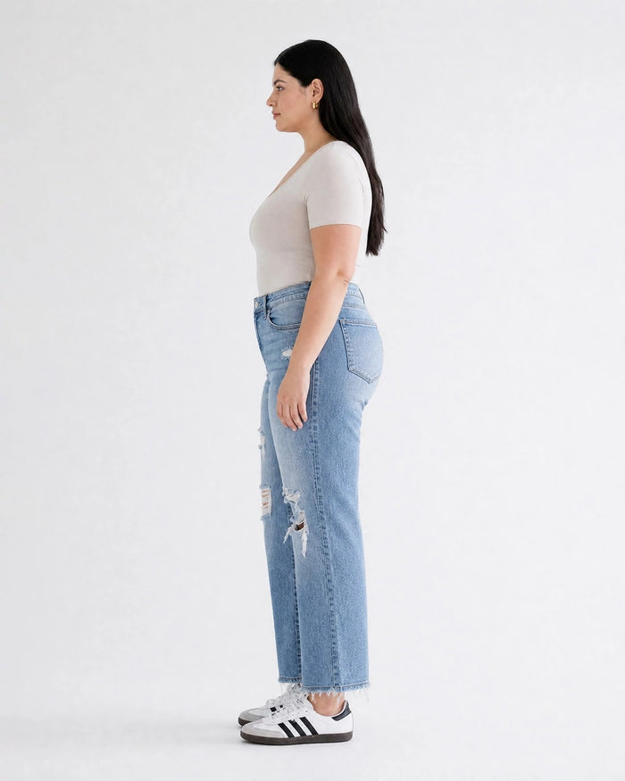 Azul Claro $|& Mica Denim High Rise Straight Leg Jeans - Hanger Front
