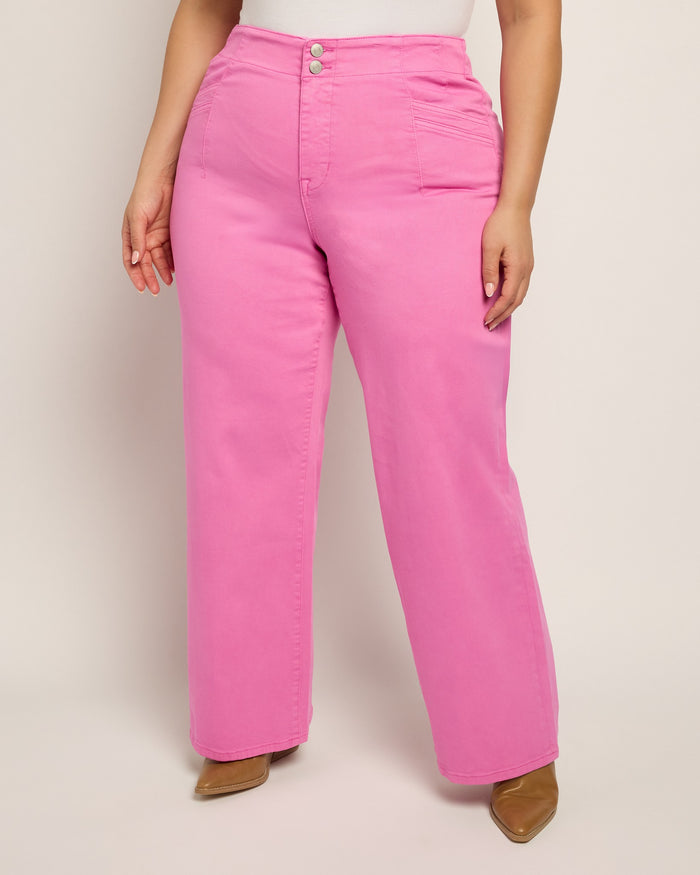 Brilliant Rose $|& Mica Denim High Rise Wide Leg Pants - SOF Front