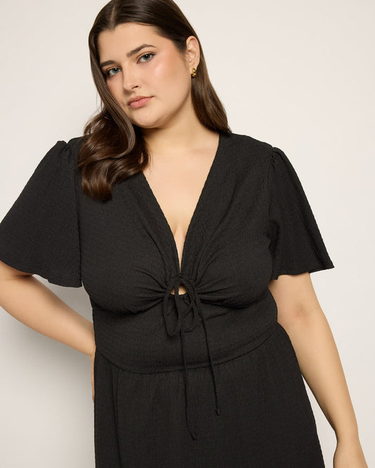 Black $|& Loveappella Keyhole Midi Dress - SOF Front