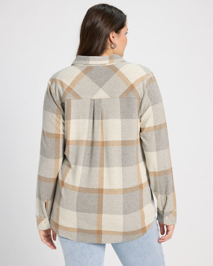 Grey/Brown Plaid $|& Thread & Supply Lewis Plaid Shirt - SOF Back