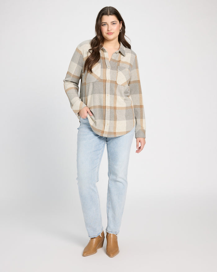 Grey/Brown Plaid $|& Thread & Supply Lewis Plaid Shirt - UGC On Fig
