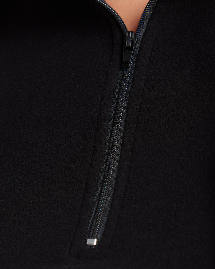 Black $|& Cloud Ten Long Sleeve Half Zip Plush Pullover - SOF Detail