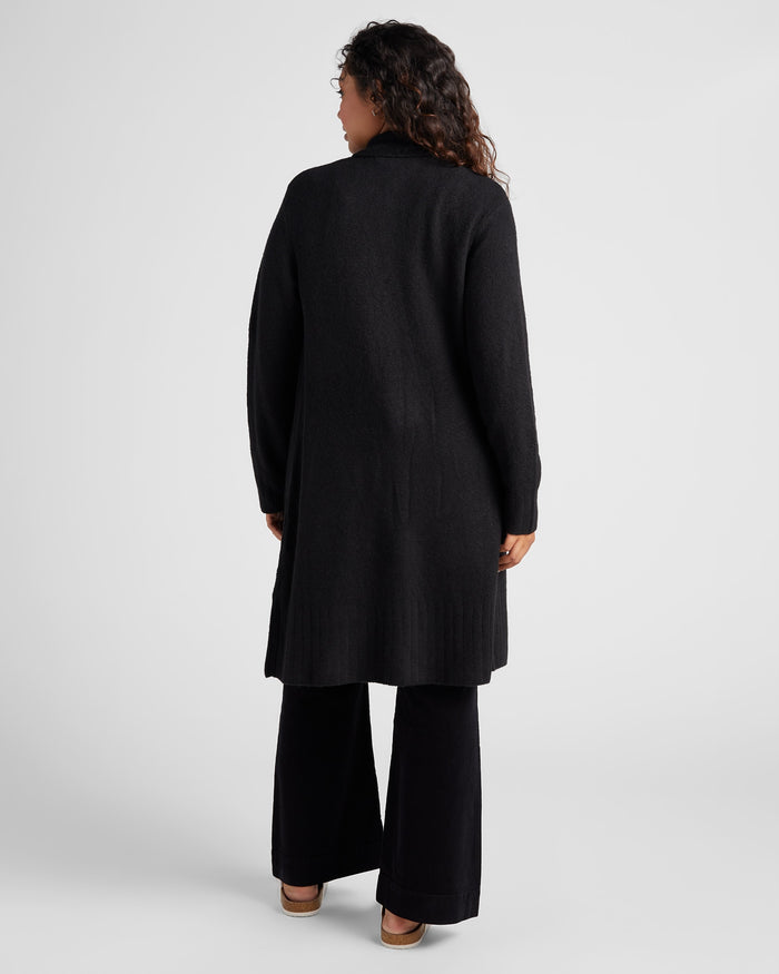 Black $|& Bobeau Long Sleeve Open Front Cardigan - SOF Back