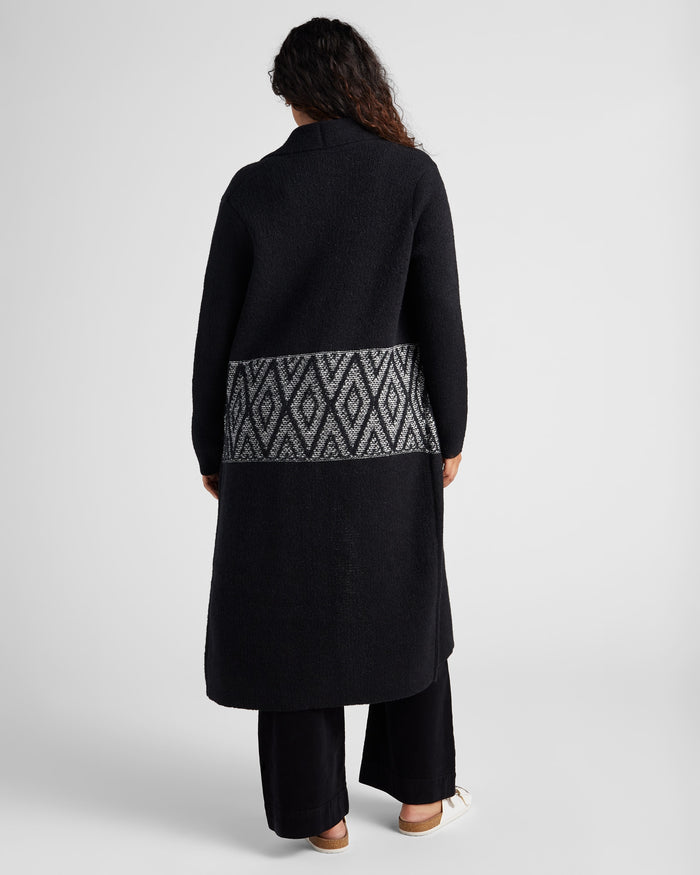 Black/Ivory $|& Bobeau Long Sleeve Shawl Neck Cardigan - SOF Back