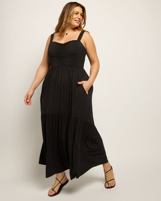 Black $|& SEAS Lotus Ruffle Hem Dress - UGC On Fig