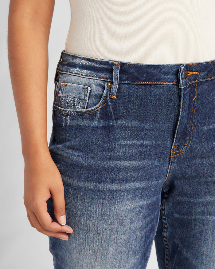 Dark Wash $|& Vigoss Marley Midrise Distressed Skinny - SOF Detail