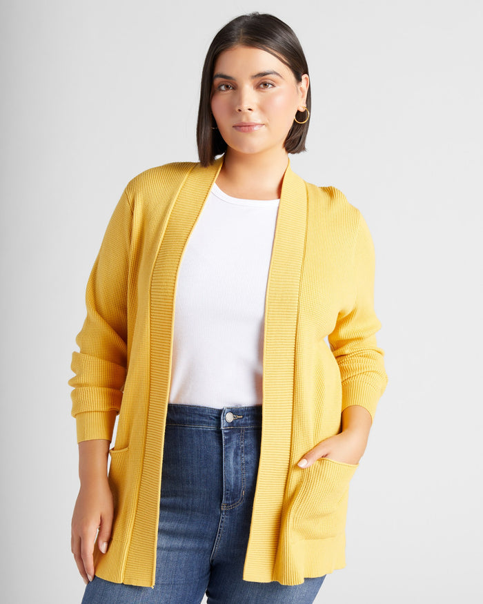 Mustard $|& Staccato Open Front Pocket Cardigan - SOF Front