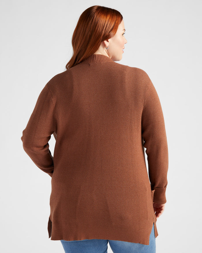 Chocolate $|& Staccato Open Front Pocket Cardigan - SOF Back
