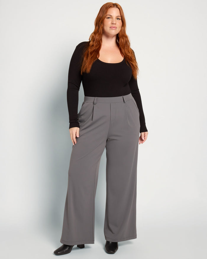 Dark Gray $|& Bobeau Pleat Pant with Pockets - UGC On Fig