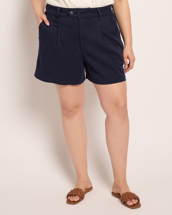 Deep Midnight $|& Liverpool Pleated Trouser Short - SOF Front