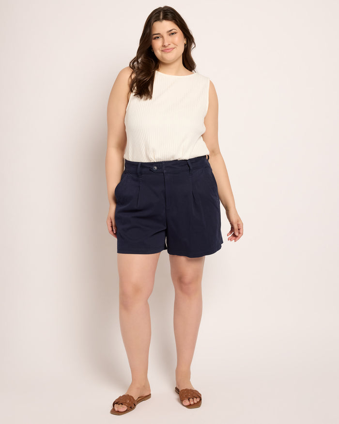 Deep Midnight $|& Liverpool Pleated Trouser Short - UGC On Fig