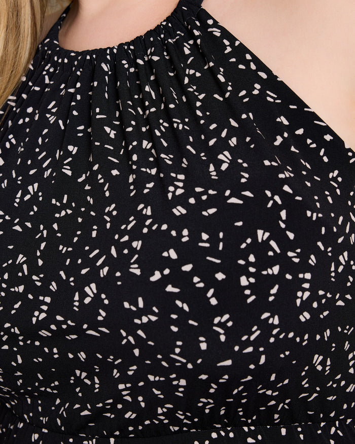 Black Taupe Print $|& Gilli Plus Halter Neck Elastic Waist Maxi Dress - SOF Full Front