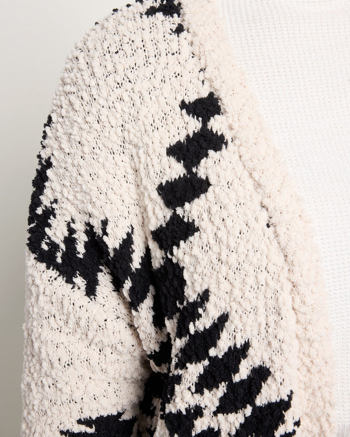Black and White $|& Bobeau Popcorn Novelty Sweater - SOF Full Front