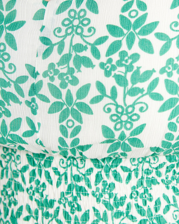 White/Kelly Green $|& Skies Are Blue Print Midi Dress - SOF Detail