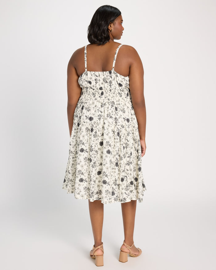 White/Black $|& Skies Are Blue Print Midi Dress - SOF Back