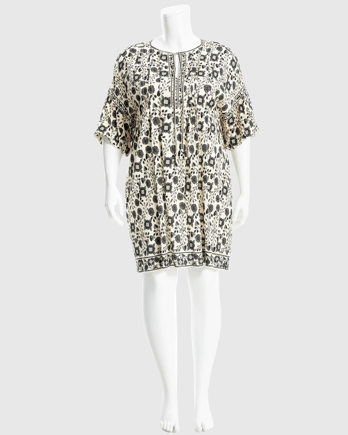 Cream/Black $|& Max Studio Puff Sleeve Short Dress - VOF Detail