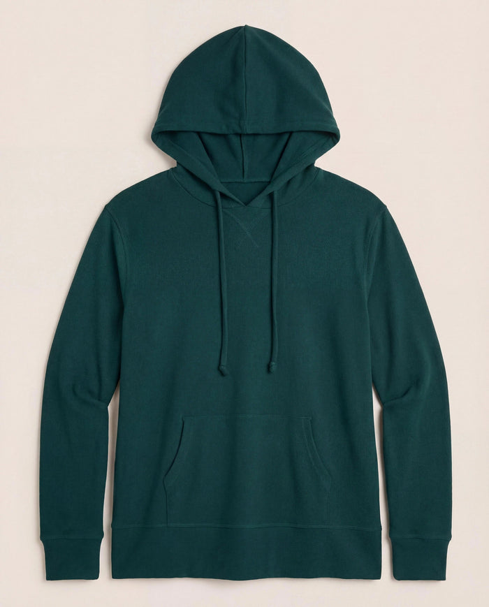 Hunter Green $|& SEAS Shoreline Hacci Pocket Hoodie - Hanger Detail