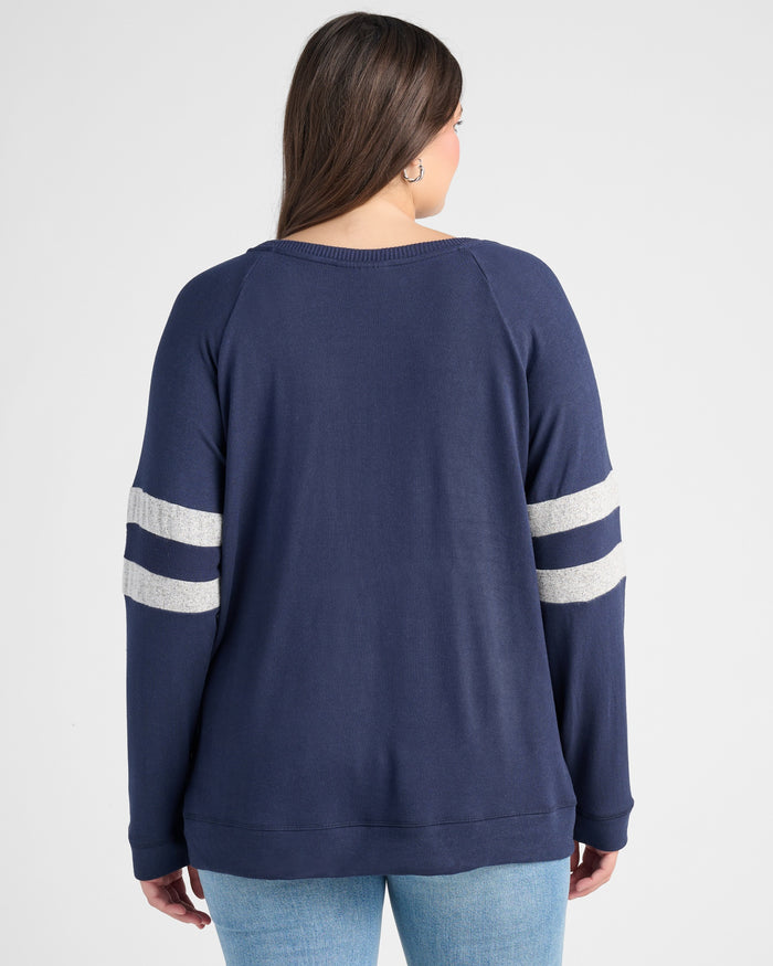 Navy/H. Grey $|& SEAS Shoreline Varsity Cozy Top - SOF Back