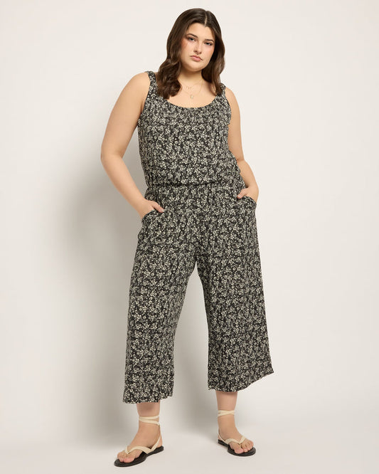 Black Floral $|& SEAS Shores Print Jumpsuit - UGC On Fig