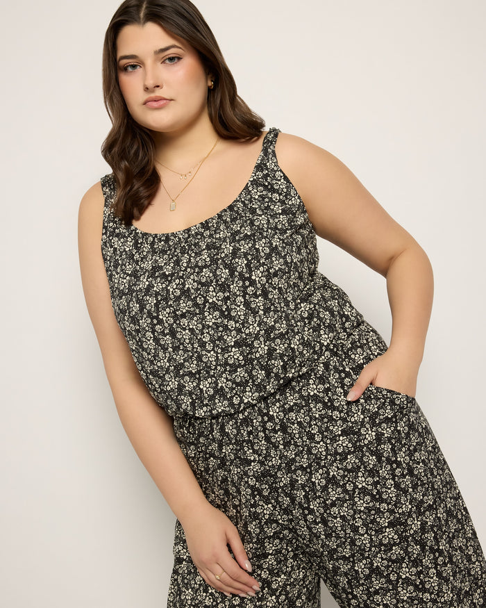 Black Floral $|& SEAS Shores Print Jumpsuit - SOF Front