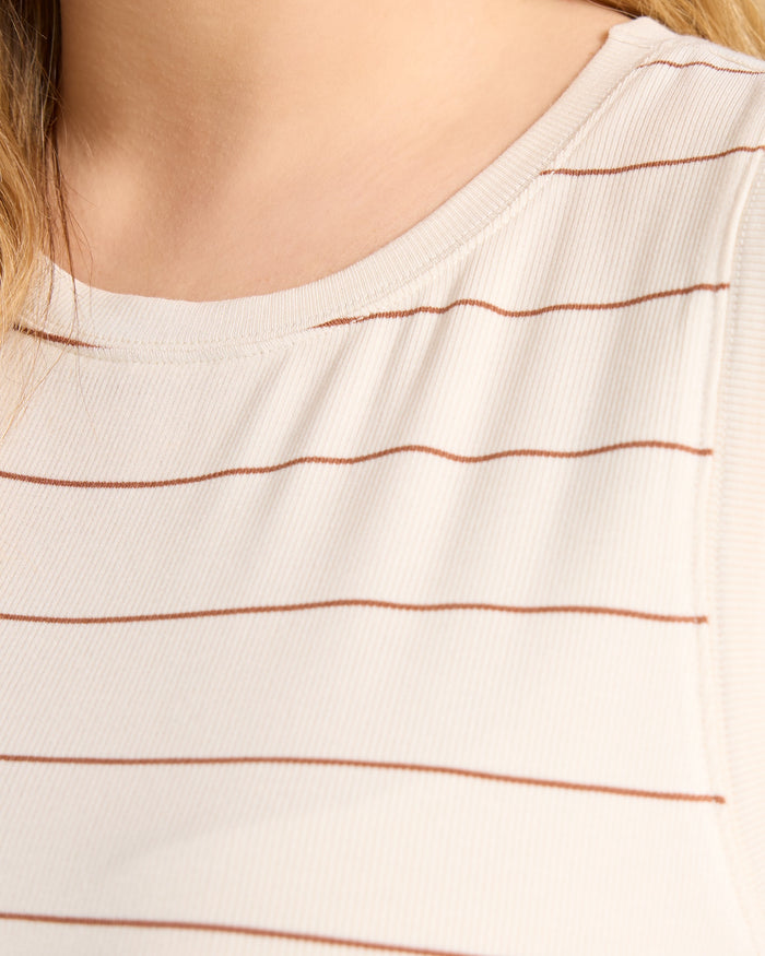 Ivory Tawny $|& Thread & Supply Sinclair Stripe Tank - SOF Front