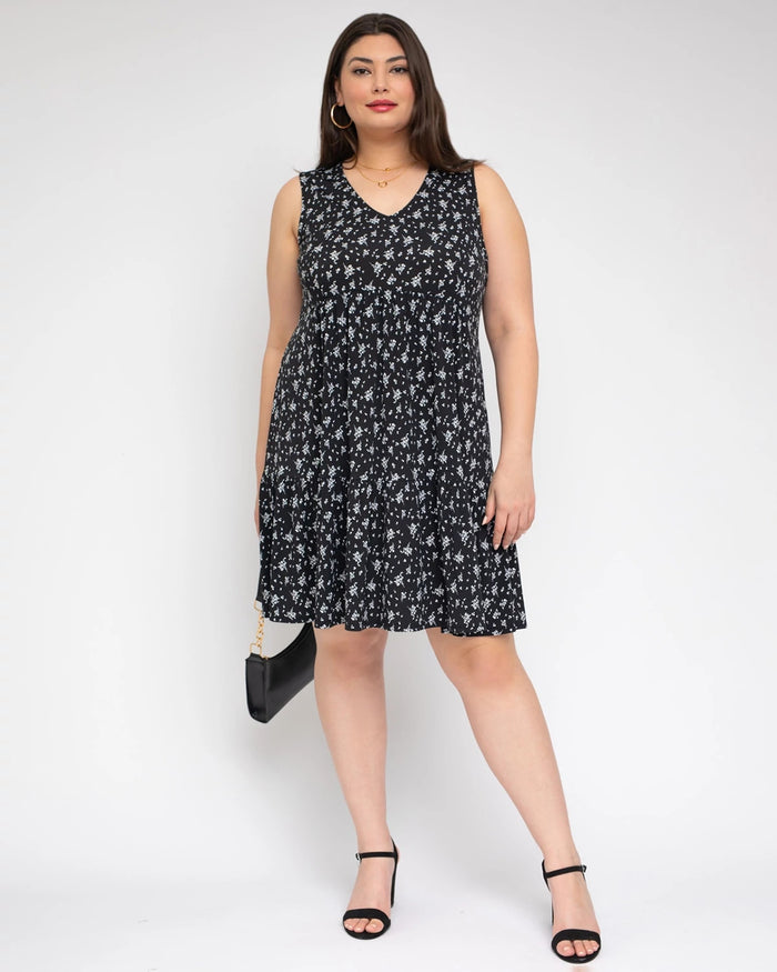 Black-White Floral $|& Gilli Sleeveless Floral Dress - VOF Detail