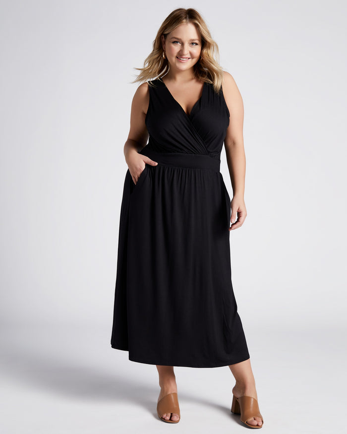Black $|& W. by Wantable Sleeveless Midi Dress - SOF Front
