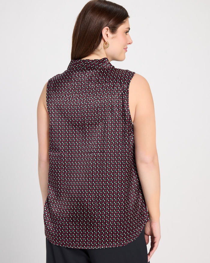 Star Ruby Dot $|& Liverpool Sleeveless Pleated Neck Woven Blouse - SOF Back