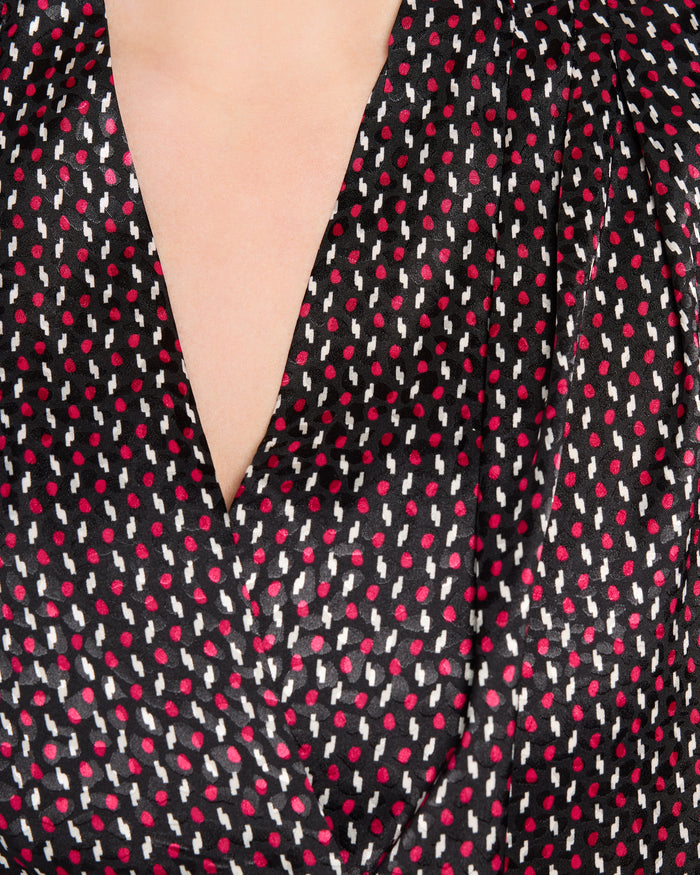 Star Ruby Dot $|& Liverpool Sleeveless Pleated Neck Woven Blouse - SOF Full Front