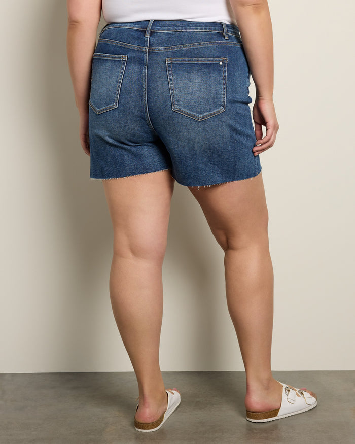 Dark Sea Blue $|& Mica Denim Super High Rise Shorts - SOF Back
