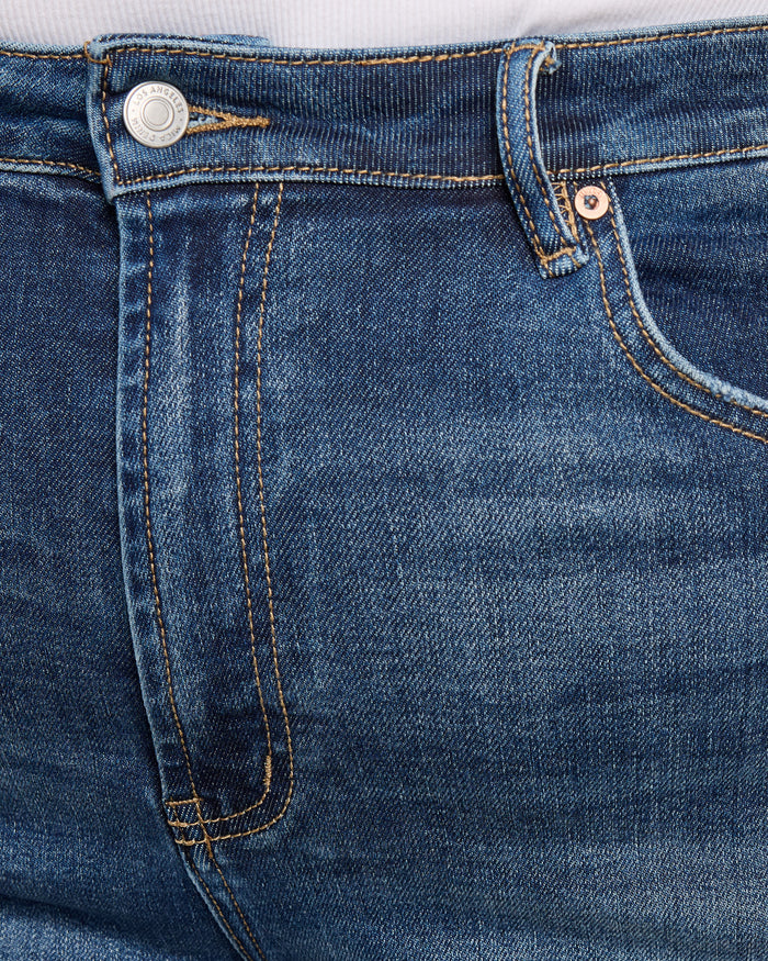 Dark Sea Blue $|& Mica Denim Super High Rise Shorts - SOF Full Front