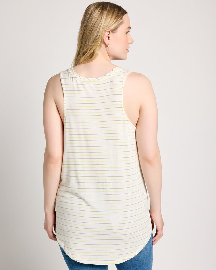 Lime/Birch Stripe $|& SEAS Surfside Stripe Scoop Tank - SOF Back